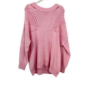 Wildfox Corone Pink Oversized Sweater Open Back Pullover Pointelle - Size Medium